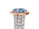 Rose gold Fancy Blue Oval Cut Halo Pavé Diamond Engagement Ring with Split Shank and Four-Prong Setting_8