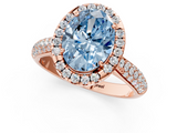 Rose gold Fancy Blue Oval  Cut Halo Pave Band Four-Prong Setting Ring_37
