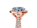 Rose gold Fancy Blue Oval  Cut Halo Pave Band Four-Prong Setting Ring_41