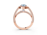 Rose gold Fancy Blue Oval  Cut Halo Pave Split Shank Prong Setting Ring_36