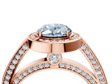 Rose gold Fancy Blue Oval  Cut Halo Pave Split Shank Prong Setting Ring_37