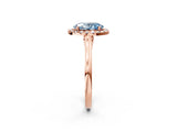 Rose gold Fancy Blue Oval Cut Halo Round Diamond Solitaire Ring with Pavé Band and Four-Prong Setting_2