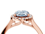 Rose gold Fancy Blue Oval Cut Halo Round Diamond Solitaire Ring with Pavé Band and Four-Prong Setting_4