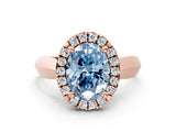 Rose gold Fancy Blue Oval  Cut Halo Solitaire Engagement Ring with Square Band and Four-Prong Setting_114