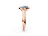 Rose gold Fancy Blue Oval  Cut Halo Solitaire Engagement Ring with Square Band and Four-Prong Setting_116
