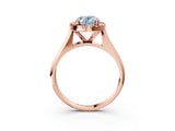 Rose gold Fancy Blue Oval  Cut Halo Solitaire Engagement Ring with Square Band and Four-Prong Setting_117