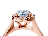 Rose gold Fancy Blue Oval  Cut Halo Solitaire Engagement Ring with Square Band and Four-Prong Setting_118