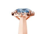 Rose gold Fancy Blue Oval  Cut Halo Solitaire Engagement Ring with Square Band and Four-Prong Setting_119