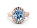 Rose gold Fancy Blue Oval  Cut Halo Solitaire Engagement Ring with Square Band and Four-Prong Setting_66