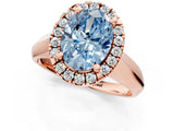Rose gold Fancy Blue Oval  Cut Halo Solitaire Engagement Ring with Square Band and Four-Prong Setting_67