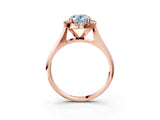 Rose gold Fancy Blue Oval  Cut Halo Solitaire Engagement Ring with Square Band and Four-Prong Setting_69