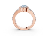 Rose gold Fancy Blue Oval  Cut Halo Split Shank Diamond Ring with Four-Prong Setting_48