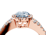 Rose gold Fancy Blue Oval  Cut Halo Split Shank Diamond Ring with Four-Prong Setting_49