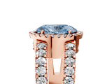 Rose gold Fancy Blue Oval  Cut Halo Split Shank Diamond Ring with Four-Prong Setting_50