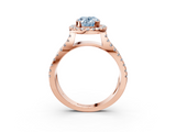 Rose gold Fancy Blue Oval  Cut Halo Split Shank Pave Set Ring_64
