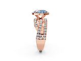 Rose gold Fancy Blue Oval  Cut Halo Split Shank Prong Setting Ring_14