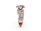 Rose gold Fancy Blue Oval  Cut Halo Split Shank Prong Setting Ring_62