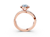 Rose gold Fancy Blue Oval  Cut Halo Split Shank Prong Setting Ring_63