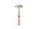 Rose gold Fancy Blue Oval Cut Halo Twist Band with Four-Prong Setting_14