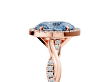 Rose gold Fancy Blue Oval  Cut Halo Twisted Band Four-Prong Ring_25