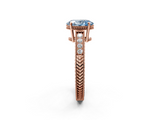 Rose gold Fancy Blue Oval  Cut Milgrain Channel Set Engagement Ring with Solitaire Prong Setting_67
