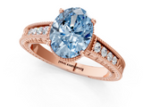 Rose gold Fancy Blue Oval  Cut Milgrain Channel Set Engagement Ring with Solitaire Prong Setting_68