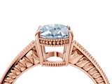 Rose gold Fancy Blue Oval  Cut Milgrain Channel Set Engagement Ring with Solitaire Prong Setting_69