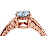 Rose gold Fancy Blue Oval  Cut Milgrain Channel Set Engagement Ring with Solitaire Prong Setting_70