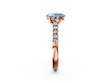 Rose gold Fancy Blue Oval  Cut Pavé Band Solitaire Ring with Four-Prong Setting_41