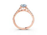 Rose gold Fancy Blue Oval  Cut Pavé Band Solitaire Ring with Four-Prong Setting_42