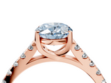 Rose gold Fancy Blue Oval  Cut Pavé Band Solitaire Ring with Four-Prong Setting_43