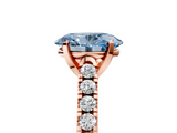 Rose gold Fancy Blue Oval  Cut Pavé Band Solitaire Ring with Four-Prong Setting_44