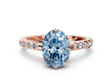 Rose gold Fancy Blue Oval Cut Solitaire Diamond Engagement Ring with Pavé Band and Six-Prong Setting_12