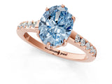 Rose gold Fancy Blue Oval Cut Solitaire Diamond Engagement Ring with Pavé Band and Six-Prong Setting_13