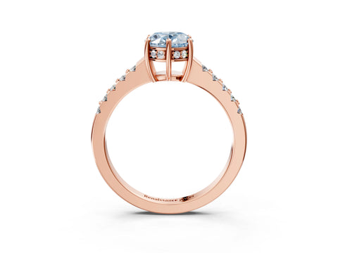 Rose gold Fancy Blue Oval Cut Solitaire Diamond Engagement Ring with Pavé Band and Six-Prong Setting_15