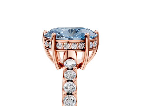 Rose gold Fancy Blue Oval Cut Solitaire Diamond Engagement Ring with Pavé Band and Six-Prong Setting_17