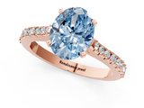 Rose gold Fancy Blue Oval  Cut Solitaire Diamond Engagement Ring with Pave Band and Four-Prong Setting_177