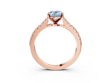 Rose gold Fancy Blue Oval  Cut Solitaire Diamond Engagement Ring with Pave Band and Four-Prong Setting_179