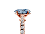 Rose gold Fancy Blue Oval  Cut Solitaire Diamond Engagement Ring with Pave Band and Four-Prong Setting_181