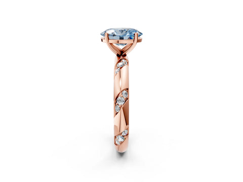 Rose gold Fancy Blue Oval Cut Solitaire Diamond Engagement Ring with Twisted Pave Band and Four-Prong Setting_5