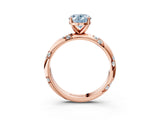 Rose gold Fancy Blue Oval Cut Solitaire Diamond Engagement Ring with Twisted Pave Band and Four-Prong Setting_6