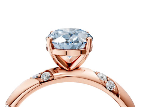Rose gold Fancy Blue Oval Cut Solitaire Diamond Engagement Ring with Twisted Pave Band and Four-Prong Setting_7