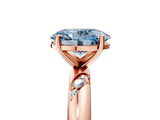 Rose gold Fancy Blue Oval Cut Solitaire Diamond Engagement Ring with Twisted Pave Band and Four-Prong Setting_8