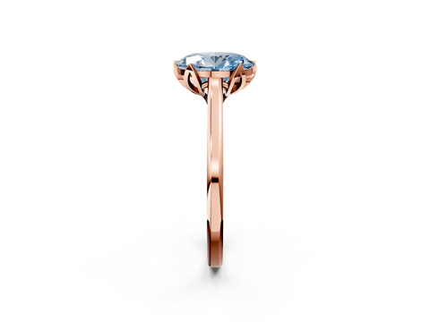 Rose gold Fancy Blue Oval  Cut Solitaire Diamond Ring with Flower-Prong Setting and Classic Band_43