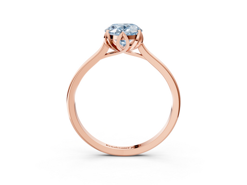 Rose gold Fancy Blue Oval  Cut Solitaire Diamond Ring with Flower-Prong Setting and Classic Band_44