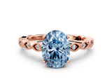 Rose gold Fancy Blue Oval Cut Solitaire Diamond Ring with Infinity Twist Band and Four-Prong Setting