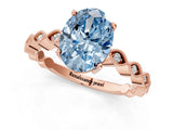 Rose gold Fancy Blue Oval Cut Solitaire Diamond Ring with Infinity Twist Band and Four-Prong Setting_1