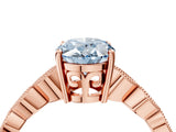 Rose gold Fancy Blue Oval Cut Solitaire Diamond Ring with Infinity Twist Band and Four-Prong Setting_4