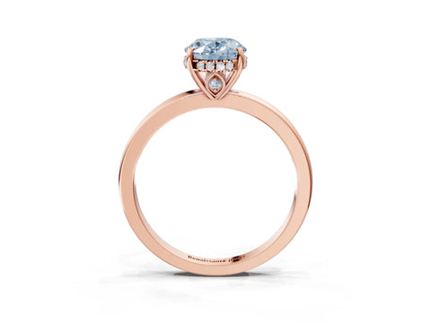 Rose gold Fancy Blue Oval Cut Solitaire Diamond Ring with Prong Setting and Plain Band_3