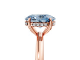 Rose gold Fancy Blue Oval Cut Solitaire Diamond Ring with Prong Setting and Plain Band_5
